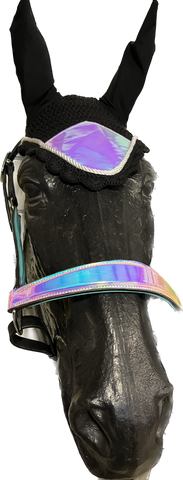 Horse Bonnet/Fly Bale Mask - Black/Holographic
