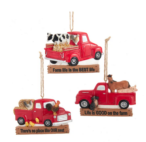 Kurt S. Adler - Farm Animal with Red Truck Assorted