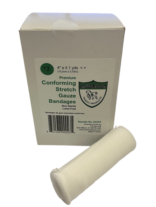Conforming Stretch Guaze Bandages - 4" Wide - 12 Pack