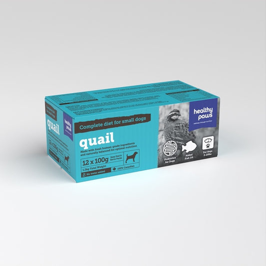 Healthy Paws - Raw Dog Food - Complete Dinner Quail - Small Dog - 1.2kg