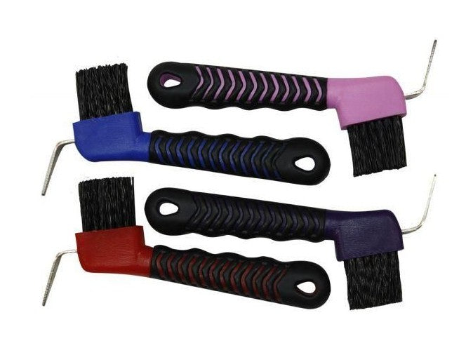 Hoofpick with Brush with Rubber Grip Handle