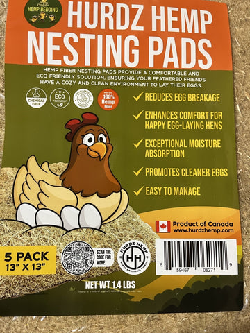 Hurdz Hemp - Hemp Nesting Pads - 13"x 13" - 5 pack