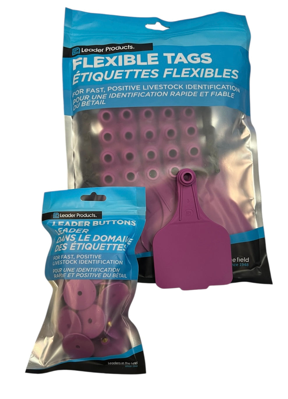 Leader - Cattle Ear Tags - Super Maxi Female with Male Buttons (25 pack)