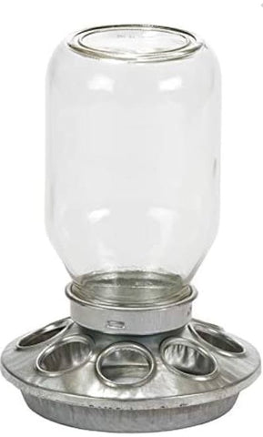 Mason Jar Glass Feeder with Galvanized Base