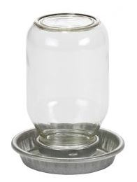 Mason Jar Glass Waterer with Galvanized Base