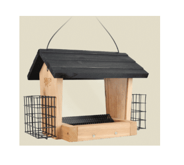 Nature's Way - Hopper Bird Feeder w/ Suet Cages 3 qt - (Black Wooden Roof)