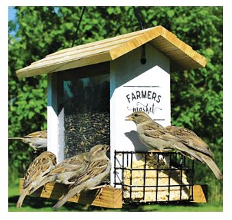 Nature's Way - Hopper Bird Feeder w/ Suet Cages 3 qt - (Wooden Roof)