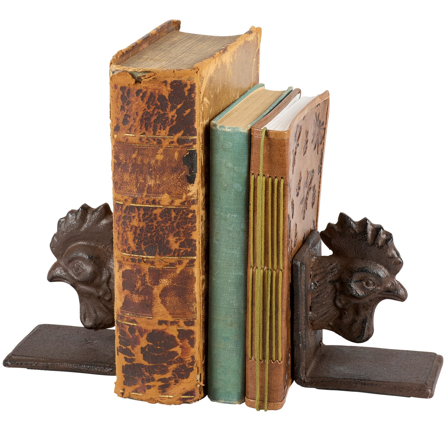Home Decor - Heavyweight Metal Rooster Bookends