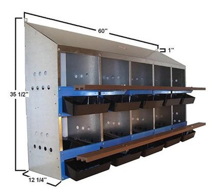 Steel Roll Out Nesting Box - 10 Holes - 50 Hen Capacity (Special Order)