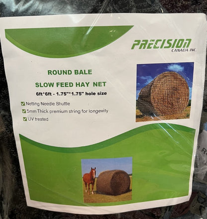 Precision Canada - Slow Feed Round Bale Hay Net - 6' x 6' -  1.75" Holes
