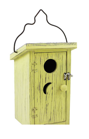 Wood Bird House - Weather Yellowed Outhouse Look