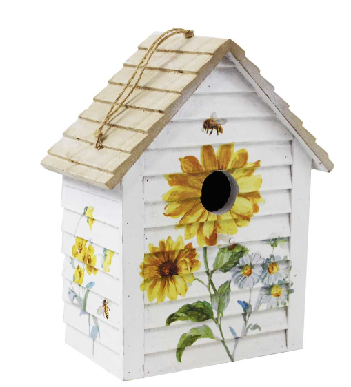Wood Bird House - Sunflowers