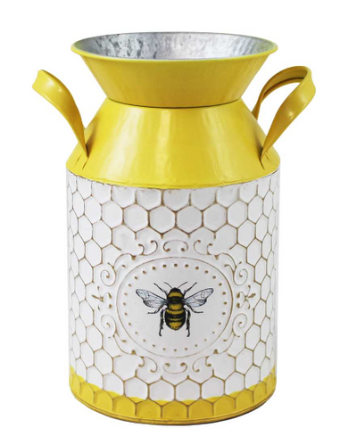 Decorative Milk Jug - White/Yellow With Bee