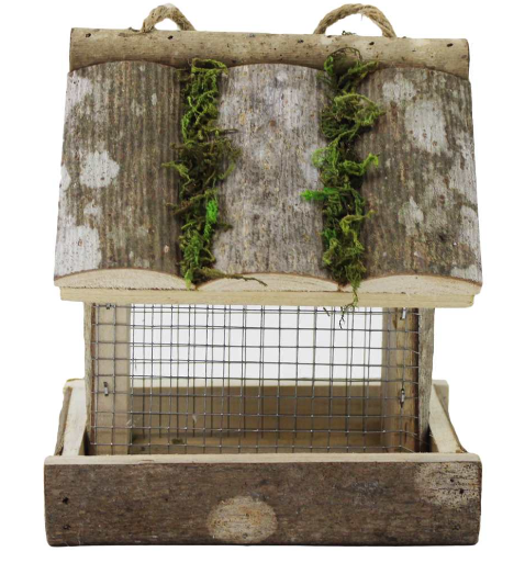Wood Bird House Feeder