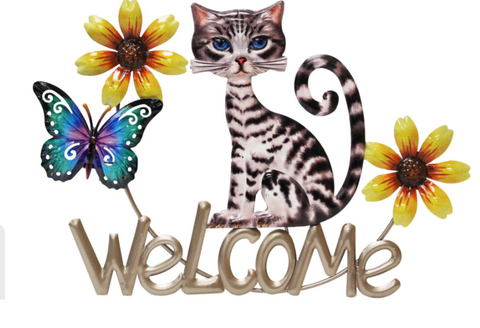 Welcome Sign - Metal /Cat Decor