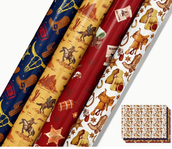 Gift Paper - Cowboy Themed - 12 sheets