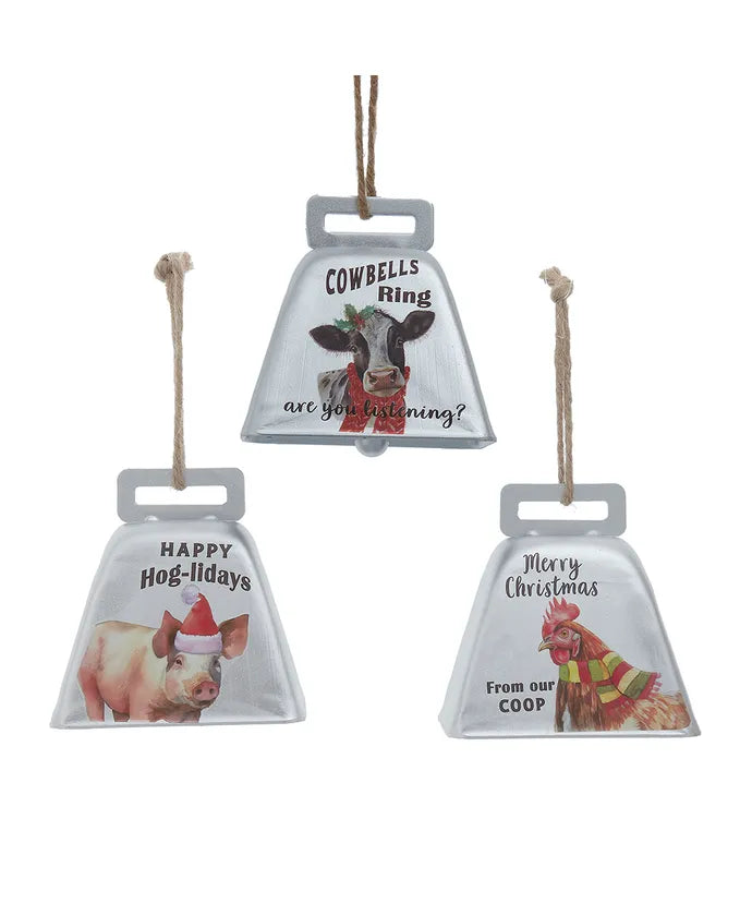 Christmas - Kurits Adler - Farm Bells - Sold Individually - 3.75" Metal