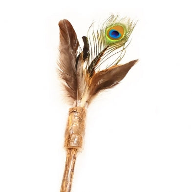 Define Planet Cat - Peacock Feather on Silver Vine Wand