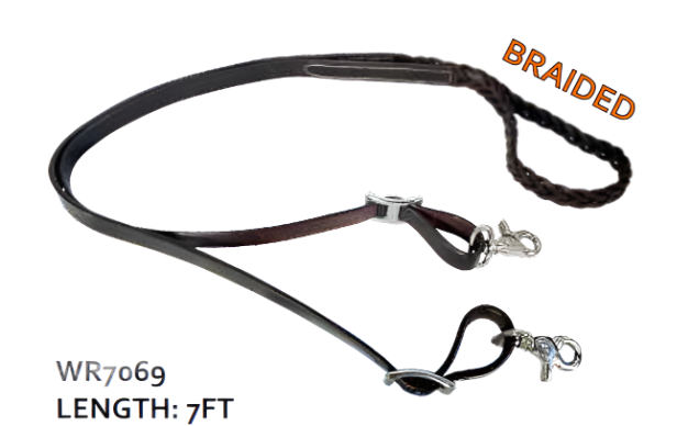 True North - Braided Latigo Roping Reins 5 Plait - Light Oil