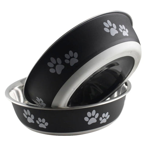 Indipets- Buster Bowls- Paw Prints- Charcoal