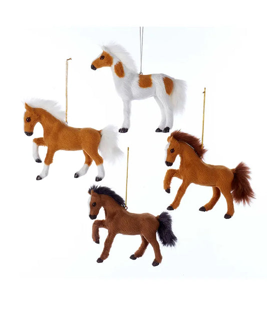 Christmas - Plastic Plush Horse Ornaments - 5.5" Assorted - Sold Individually