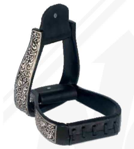 True North - Western Metal Stirrup - Hand Carved - Dark Oil