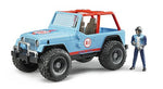 Bruder Jeep Country racer blue with driver