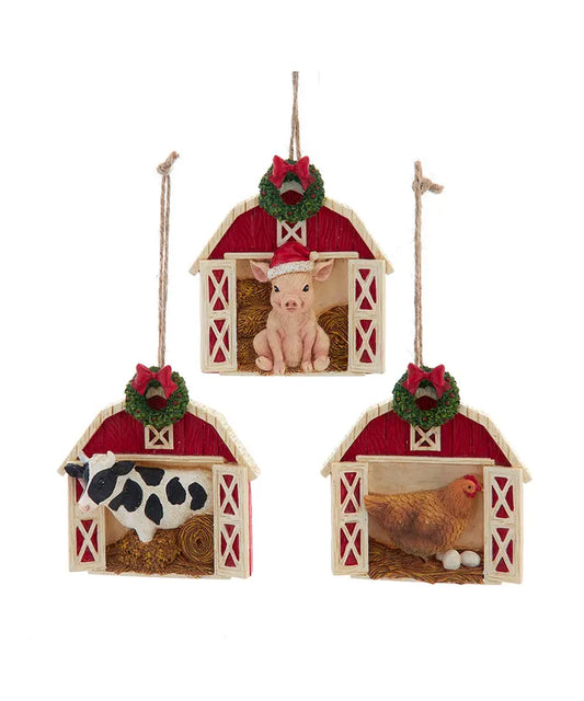 Christmas - Resin Farm Animals - 3.25" Ornament - Sold Individually
