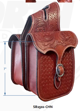 True North - Saddle Bag with Floral Tooling - Horn bag - Light Oil