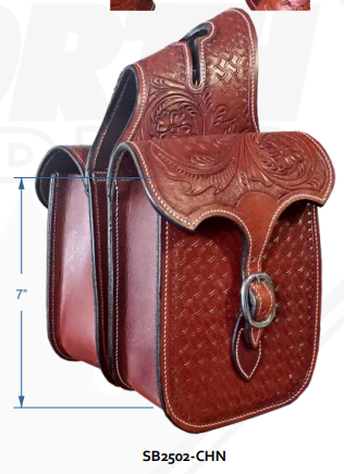 True North- Saddle Bag with Floral Tooling- Horn bag- Light Oil