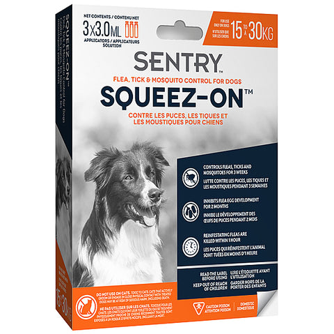 Sentry - Squeeze On - Flee, Tick & Mosquito Control for Dogs - Medium