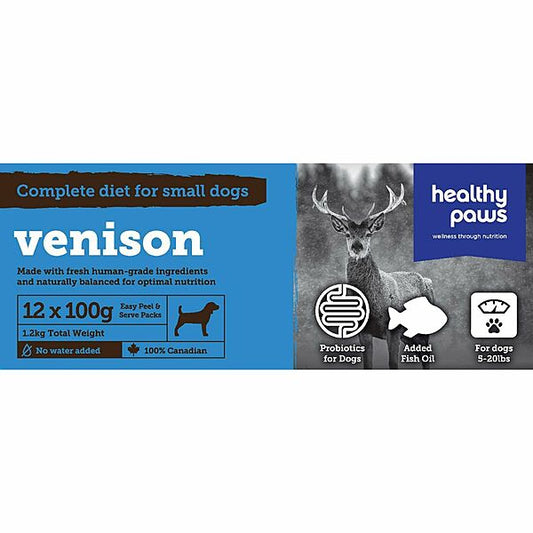 Healthy Paws - Raw Frozen Dog Food - Complete Dinner/Small Dog - Venison
