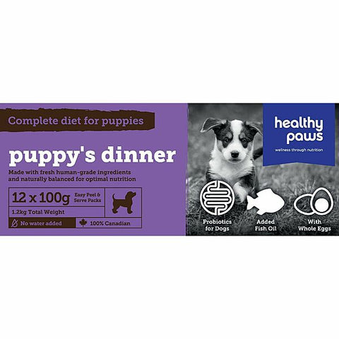 Healthy Paws - Raw Frozen Dog Food - Complete Dinner - Puppies