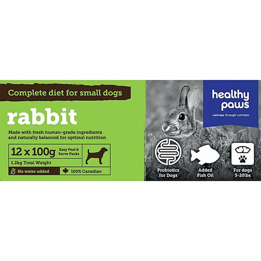 Healthy Paws - Raw Frozen Dog Food - Complete/Small Dog - Rabbit