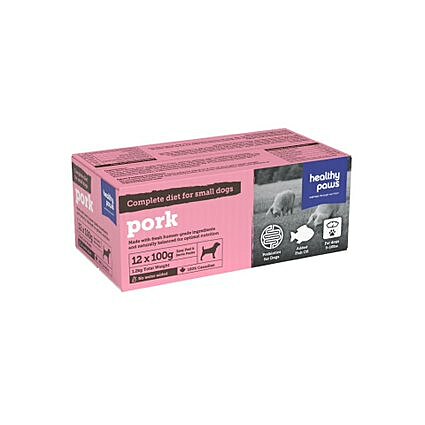 Healthy Paws - Raw Frozen Dog Food - Complete Dinner Small Dogs - Pork
