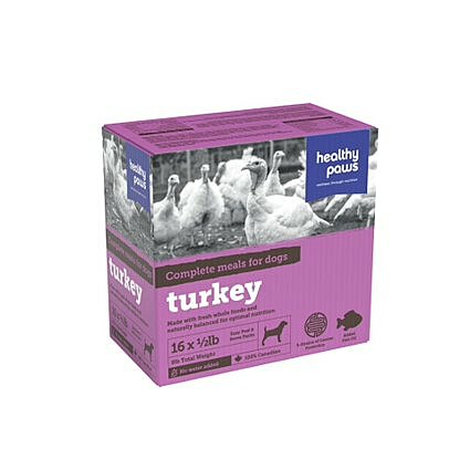 Healthy Paws - Raw Frozen Dog Food - Complete Dinner - Turkey