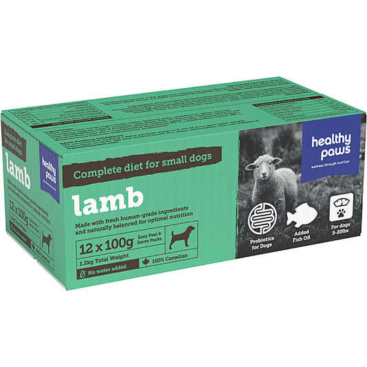 Healthy Paws - Raw Frozen Dog Food - Complete Dinner/Small Dog Diet - Lamb