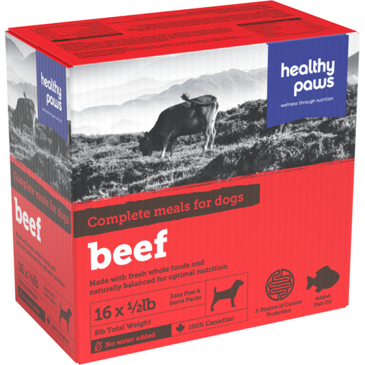 Healthy Paws - Raw Frozen Dog Food - Complete Dinner - Beef
