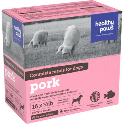 Healthy Paws - Raw Frozen Dog Food - Complete Dinner Small Dogs - Pork