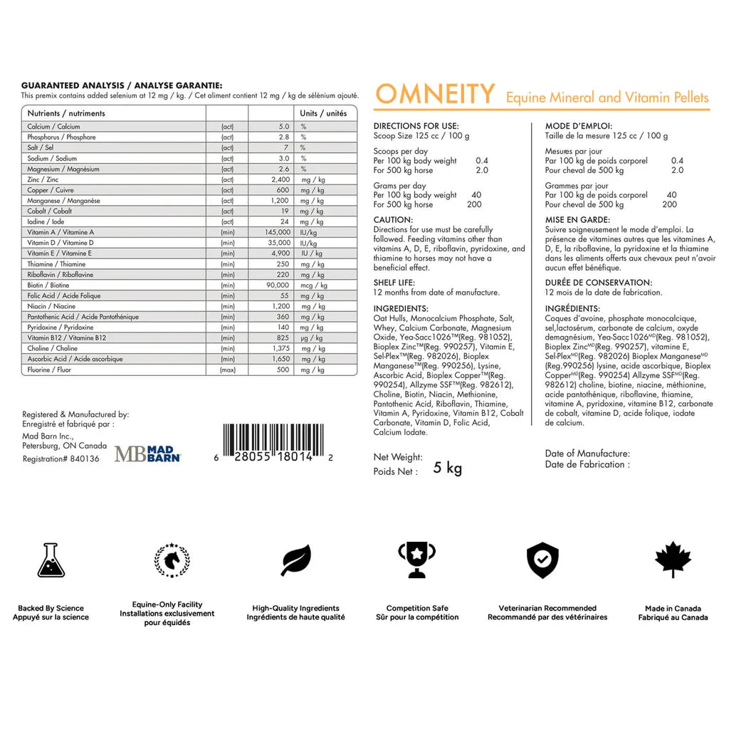 MadBarn - Omneity – Equine Mineral & Vitamin Premix Pellet