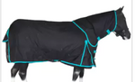 True North - Black Polar Fleece Full Neck Horse Blanket - Black/Turqouise