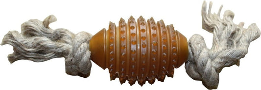 Indipets- Dog Toy- Studded Rugby Ball- With Jute Rope
