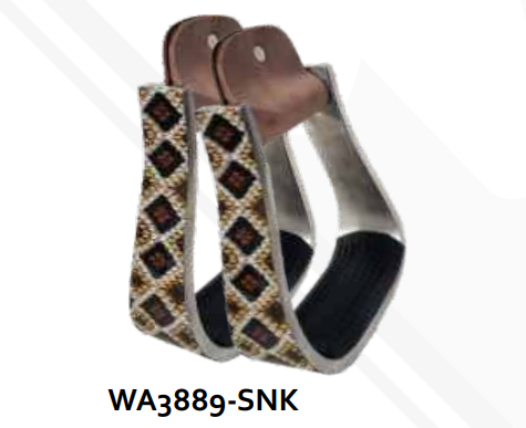 True North- Western Metal Stirrup- Painted Snake Design