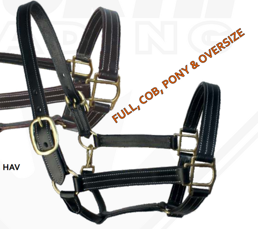 True North - Triple Stitch Leather Halter - Full - Black