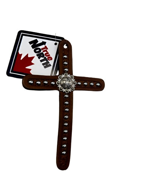 True North - Leather Cross - Basket Stamped with Spots - Dark Oil