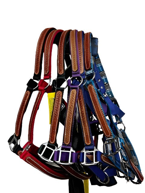 True North - Nylon Halter with Leather Basketweave Detail