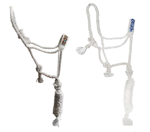 True North- White Mule Tape Halter with Beads- Assorted Beads