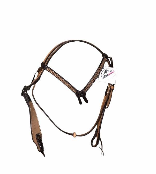 True North - Futurity Knot Buckstitch Headstall Two Tone w/ Basketstamp Cheek Pieces