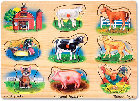 Toys- Melissa & Doug - Classic Farm Sound Puzzle - 8 piece