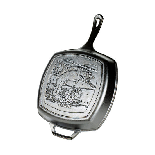 Lodge - Cast Iron Wildlife Series - Fish - 10.5" Square Grill Pan